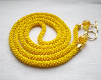 Crochet beaded necklace Transformer jewelry Beadwork Beaded Lariat Gift for woman girl girlfriend Boho trend Seed bead jewelry Beaded Rope