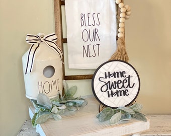 Home sweet home sign, teired tray sign, mini sign, Rae Dunn, herringbone sign, 3D sign