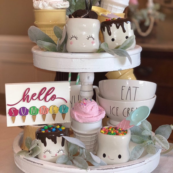 3d tiered tray sign, tiered tray sign, summer decor, ice cream sign, 3d sign