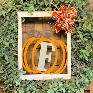 Monogram pumpkin door hanger, Pumpkin door hanger, Fall door hanger, Fall wreath decor, Fall decor