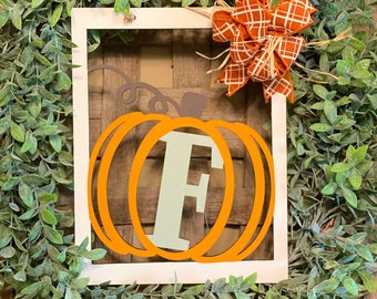 Monogram pumpkin door hanger, Pumpkin door hanger, Fall door hanger, Fall wreath decor, Fall decor