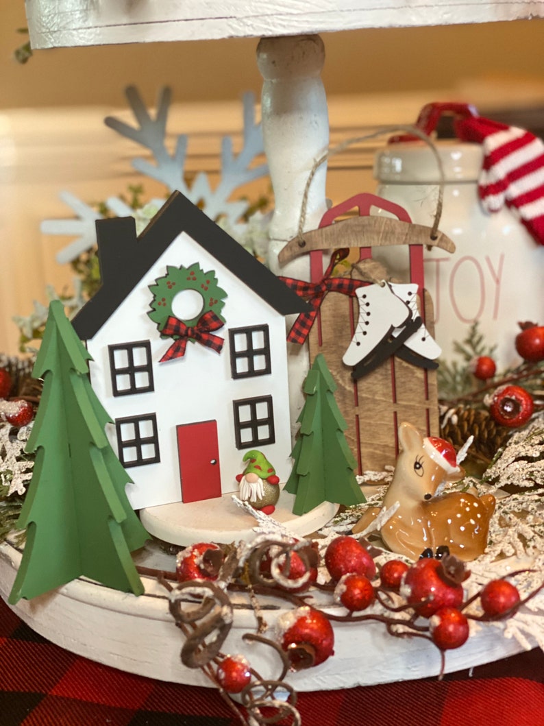 Christmas Tiered Tray Decor Tiered Tray Decor Tiered Tray Etsy