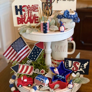 4th of July 3D signs, teired tray sign, patriotic decor, mini signs, Summer decor, Rae Dunn