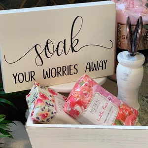 Soak all your worries away mini sign, tiered tray sign, mini sign image 2