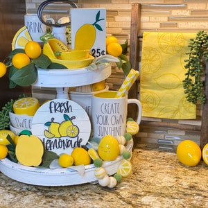 Fresh lemonade 3D sign, teired tray sign, mini signs, lemon decor, Rae Dunn