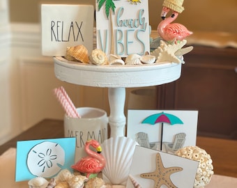 Beach decor signs, 3d tiered tray sign, tiered tray sign, summer decor, coastal decor sign, 3d sign, Rae Dunn