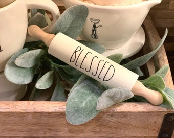 Blessed Rae Dunn inspired mini rolling pin, tiered tray decor, mini rolling pin