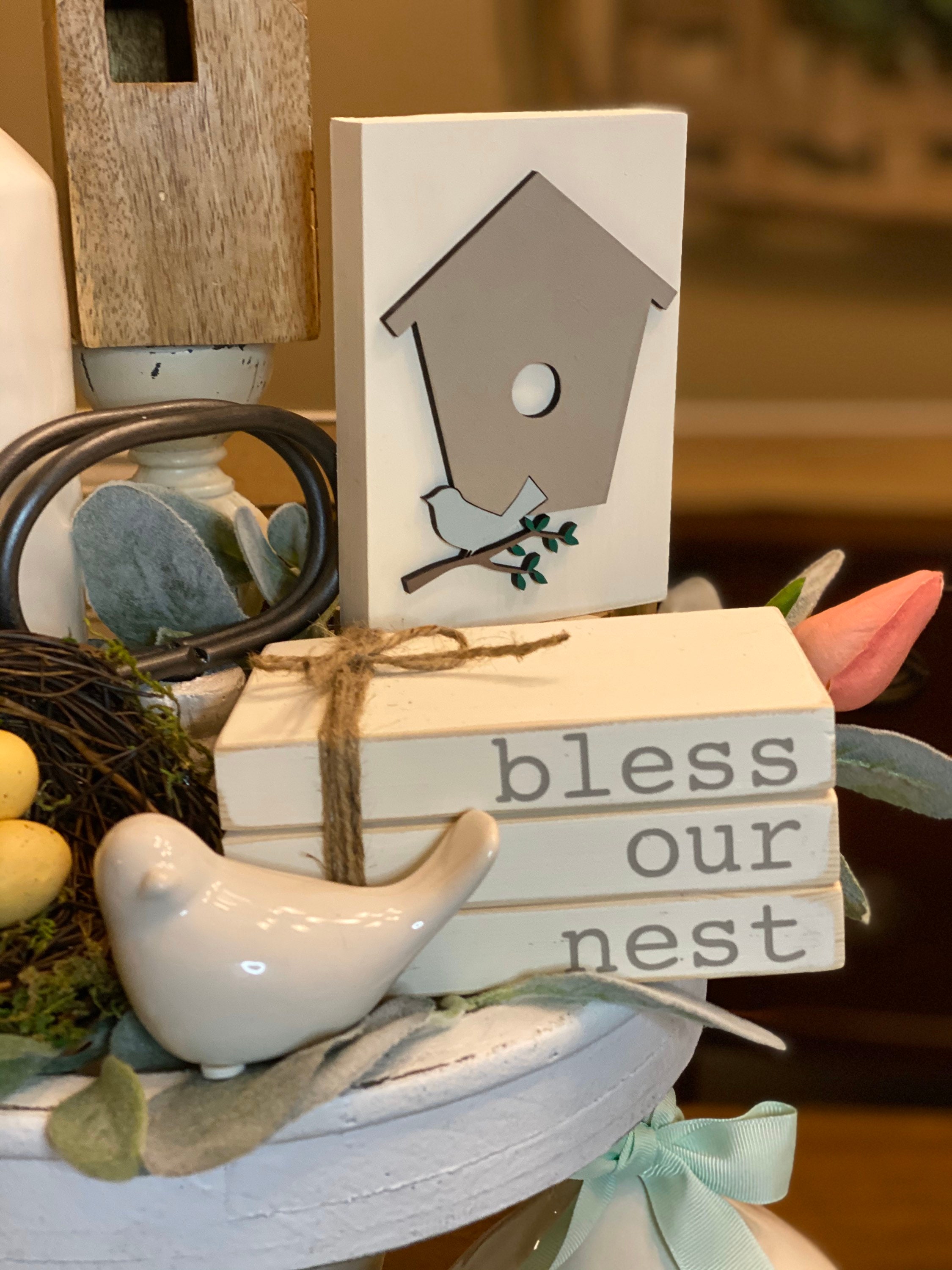 Birdhouse signs nest sign bless our nest Rae Dunn | Etsy