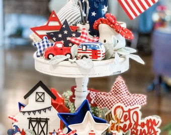 4th of July tiered tray signs, tiered tray sign, patriotic decor, Independence day signs, Summer decor