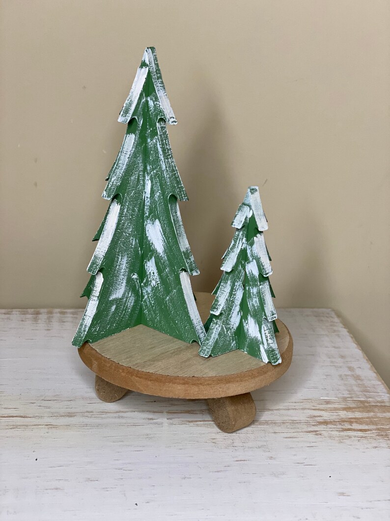 Wooden Christmas Trees Christmas Tiered Tray Decor Tiered Etsy