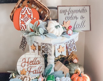 My favorite color is Fall tiered tray decor, Hello fall tiered tray, Fall tiered tray decor, fall tray decor