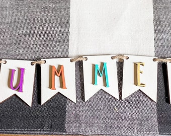 Summer banner, Summer tiered tray decor, flip flop banner, tiered tray decor, tiered tray signs