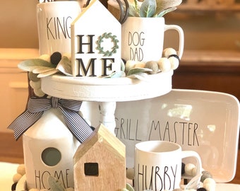 Cute home house with wreath, Home 3d sign, home sign, tiered tray sign