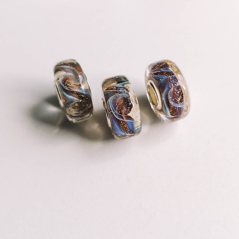 Bloom artisan sterling silver european bracelet big hole bead venetian murano glass lampwork