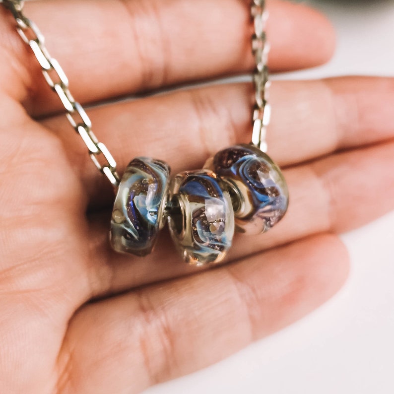 Bloom artisan sterling silver european bracelet big hole bead venetian murano glass lampwork