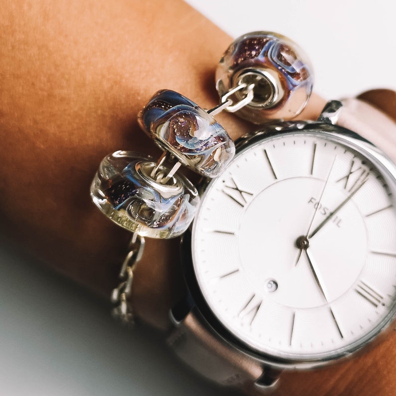 Bloom artisan sterling silver european bracelet big hole bead venetian murano glass lampwork