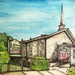 Custom painting from photograph- church or wedding venue, important building, paper anniversary