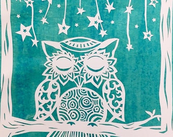 Owl Under the Stars Papercut