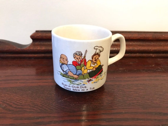 Vintage Wood & Sonâs English Nursery Rhyme Childâs Cup Mug Rub-A-Dub Dub ABC Ironstone England
