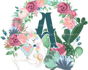 Llama Alphabet sublimation design