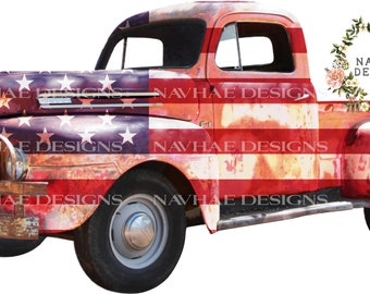 Patriotic Vintage Truck PNG