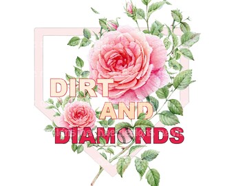 Dirt and Diamonds Softball Digital Design, Softball Spirit, TBall, Girls Baseball