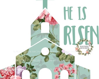 He is Risen Easter sublimation design