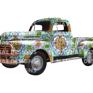Boho Vintage Ciężarówka PNG