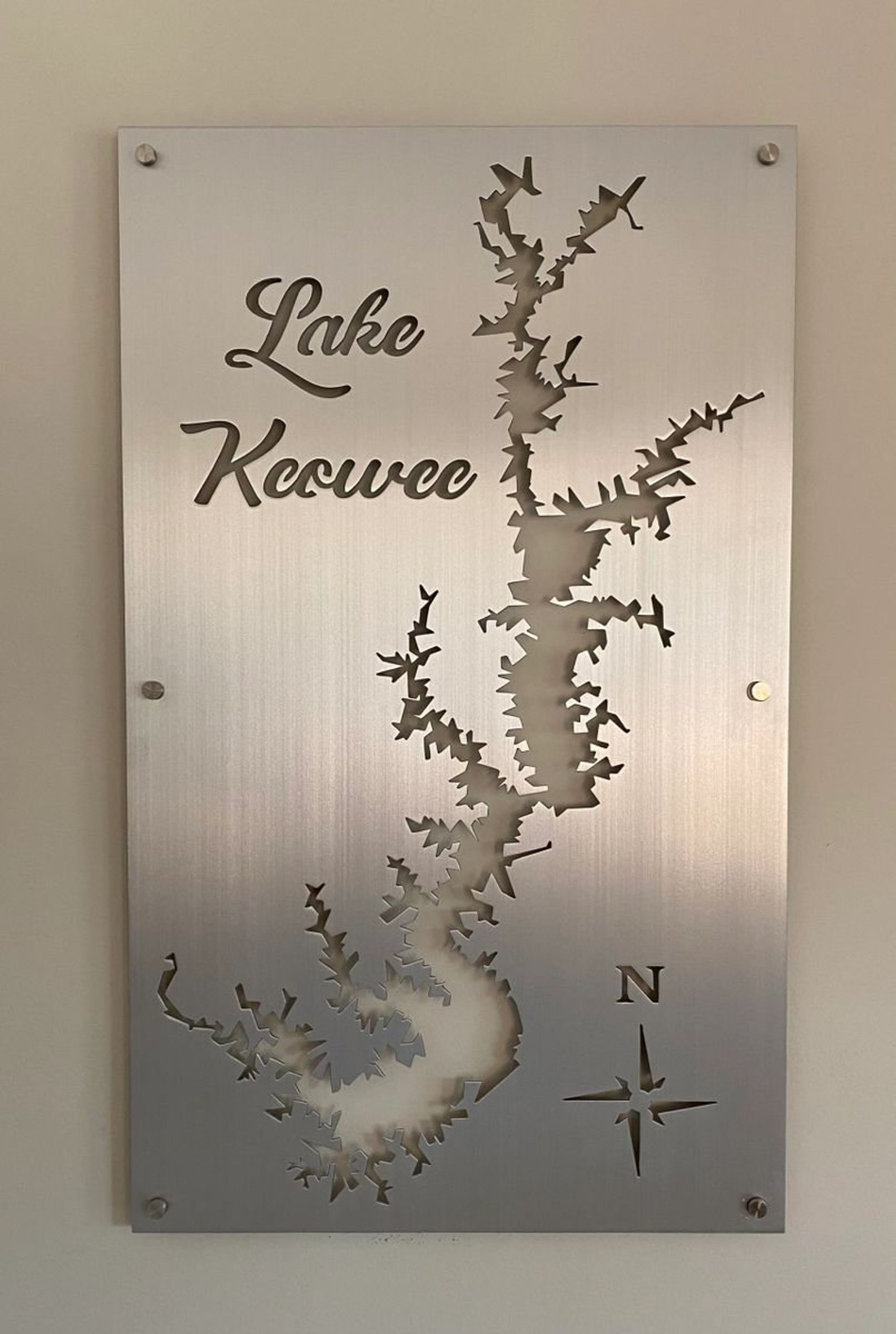 Lake Keowee Metal Lake Map Etsy