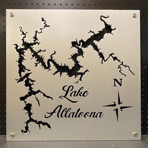 Lake Allatoona Metal Lake Map