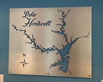 Lake Hartwell Metal Lake Map