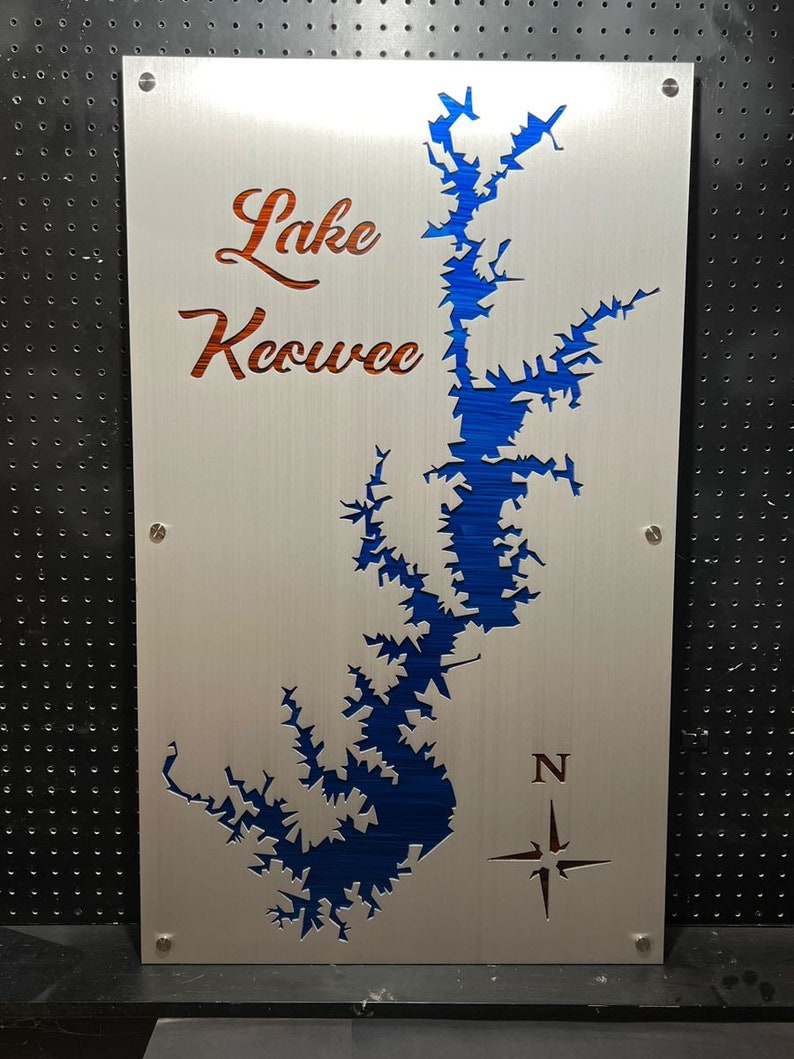 Lake Keowee Metal Lake Map Etsy