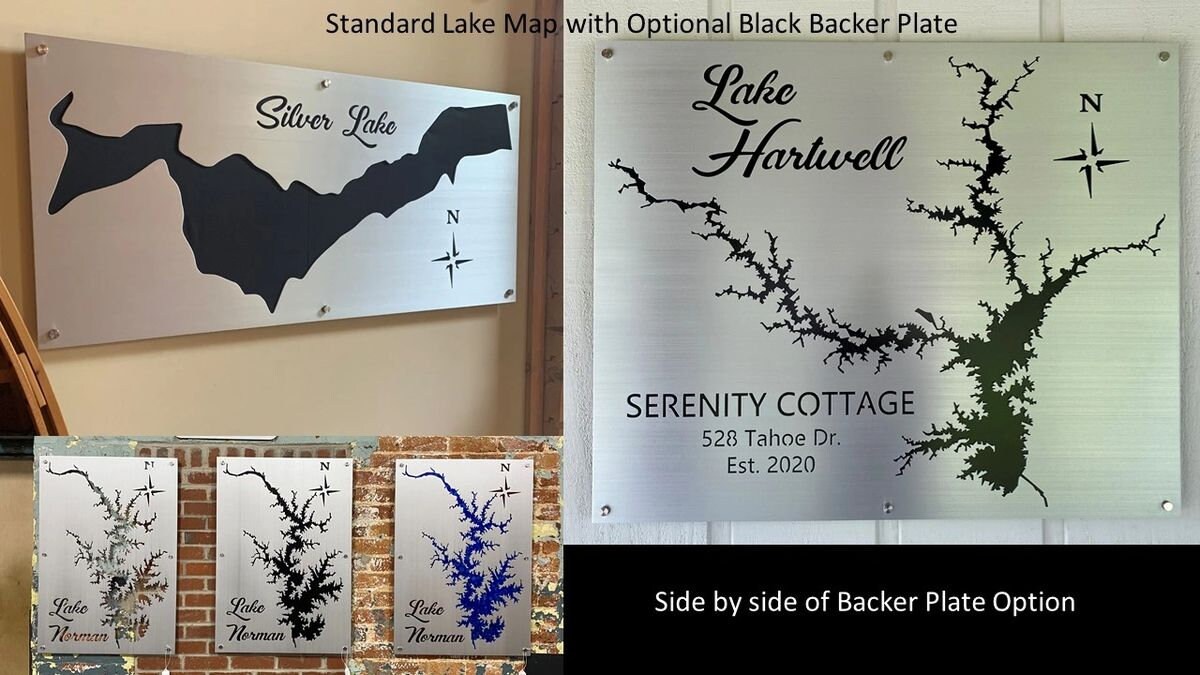 Lake Guntersville Metal Lake Map Etsy