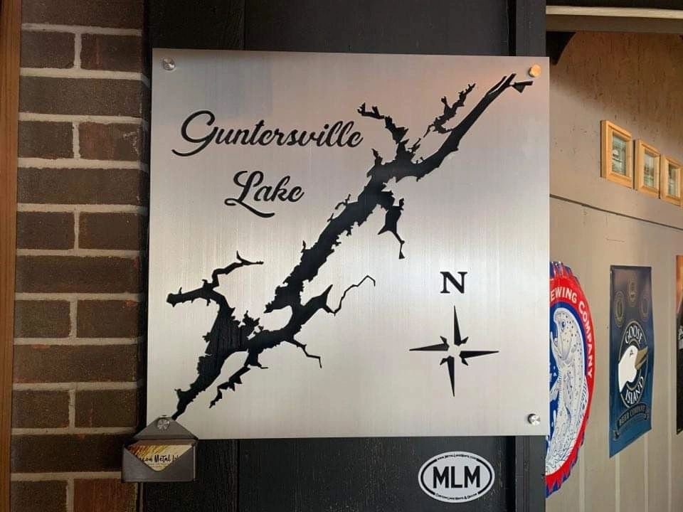 Lake Guntersville Metal Lake Map Etsy