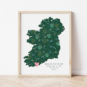 Ierland kaart afbeelding afdrukken, aangepaste liefdeshart kaart Ierland, gepersonaliseerde Ierse afdruk, verlovingscadeau, huwelijkscadeau Ierland, jubileum