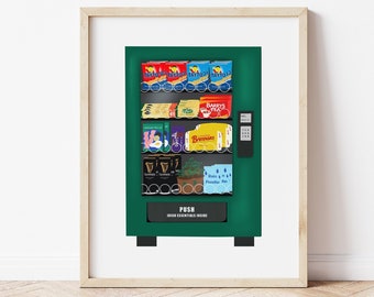 Irish Vending Machine Illustration, Irish Food and Drink Art Print, Ireland Wall Art, Fun Irish Art, Humorous Irish Print, Guinness Art