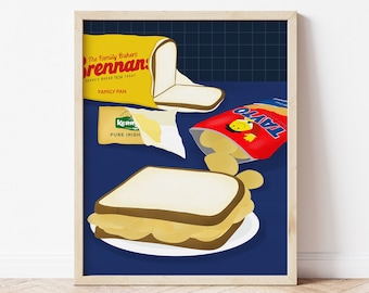 Tayto Sandwich Illustration Print, Irish Taytos, Irish Humour, Funny Ireland, Crisp Sandwich, Irish Expat Gift, Nostalgic Ireland, Food Art