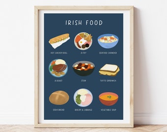 Irish Food Print, Ireland Poster, Food Illustration, Wall Art, Irish Humour, Irish Expat Gift, Tayto Sandwich, Ireland Cuisine, Kitchen Art