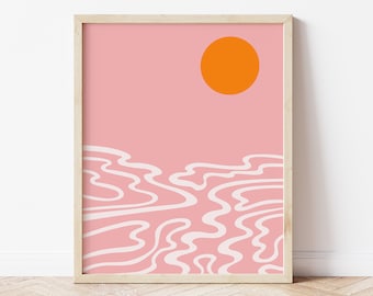 Pink Orange Art | Etsy