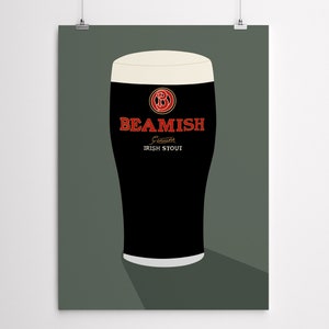 Impression d'illustration pinte irlandaise, stout irlandais, art de boissons alcoolisées, oeuvre d'art de bar, impression murale de pub, affiche Irlande, impression bouchon