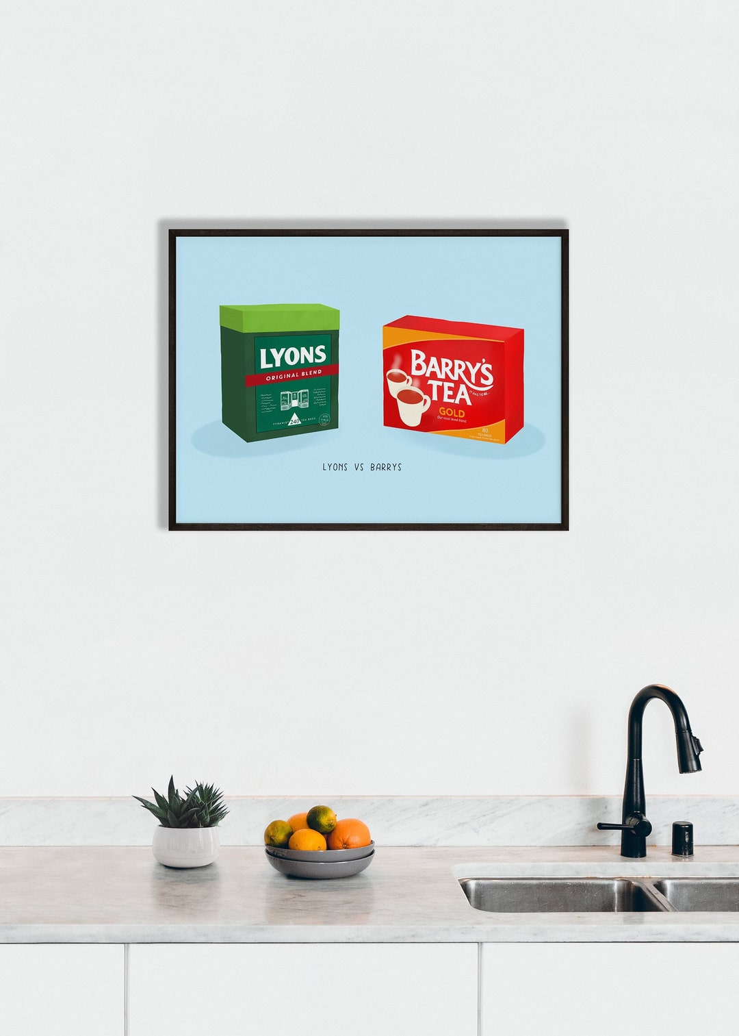 Irish Tea Illustration Print, Lyons Tea Vs Barrys Tea, Drinks Illustration, Irish Humour