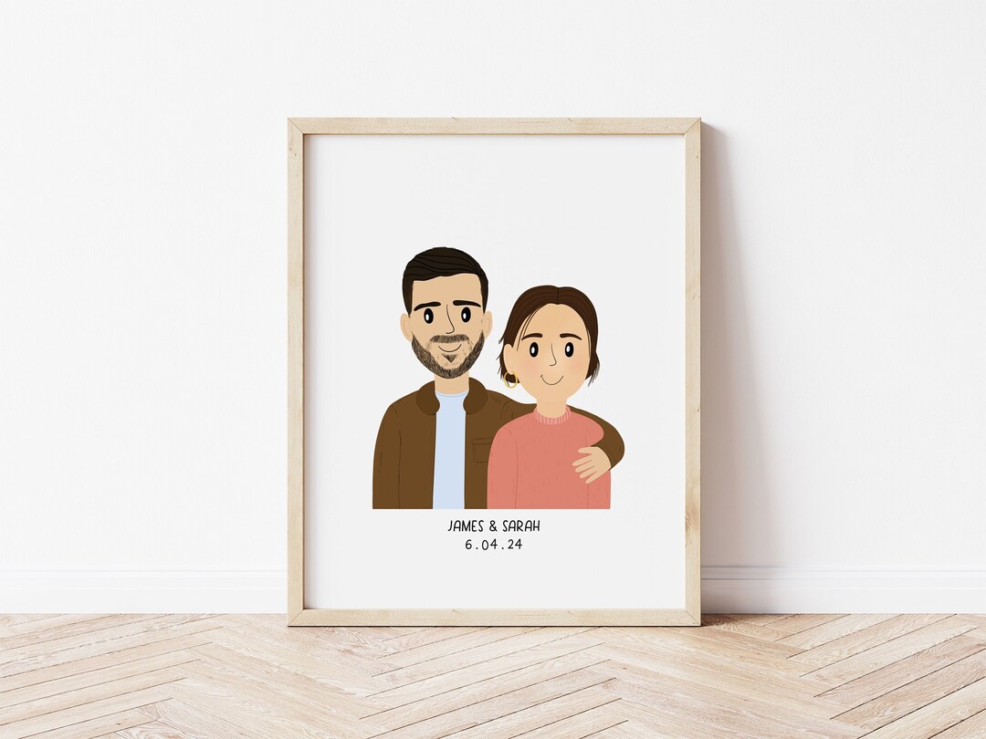 Custom Couple Illustration Portrait, People Portrait Print ...