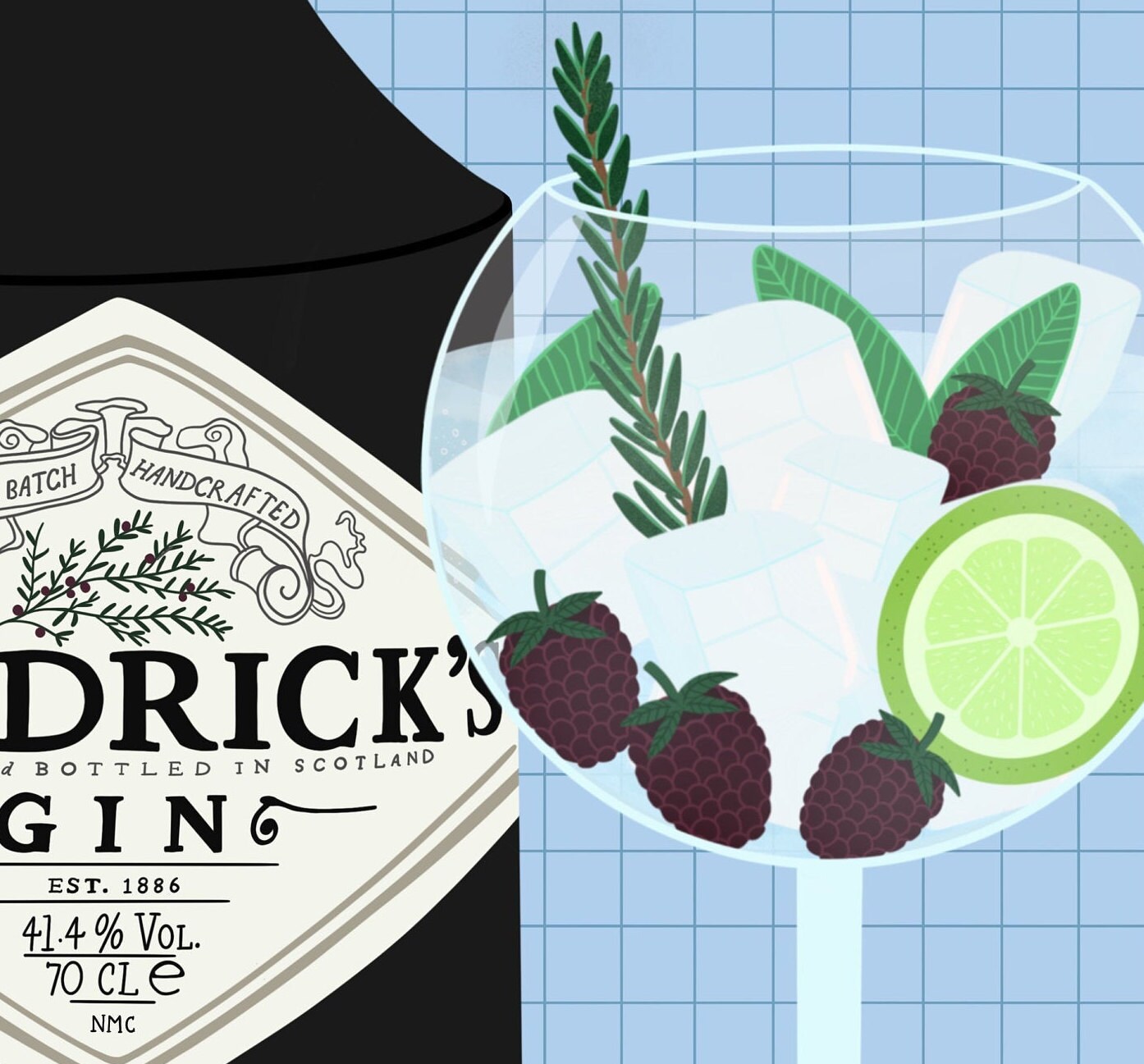 Gin and Tonic Illustration Print Hendricks Gin Print Drinks Etsy