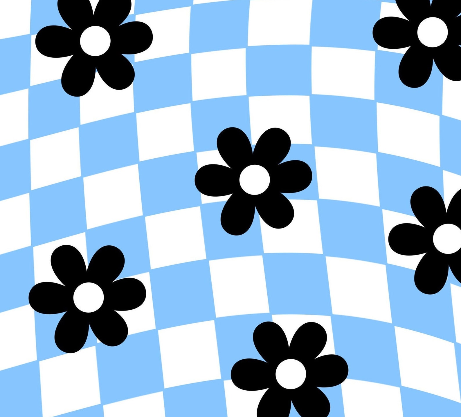 Floral Wavy Check Art Print Daisy Pattern Checkered Wall Etsy UK