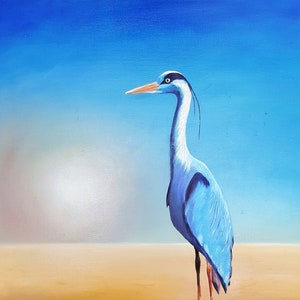 Art Print Heron Bird Bird Painting Fine Art Print Print van olieverfschilderij afbeelding 1