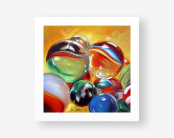 Art Print Marbles Pastel Painting ~ Fine Art Print