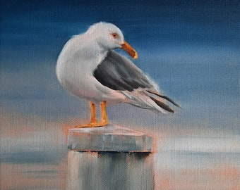 Art print of a seagull, bird painting, fine art print, wall decoration