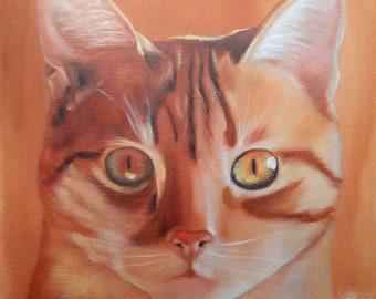 Art print of a red cat ~~ cat portrait print on canvas