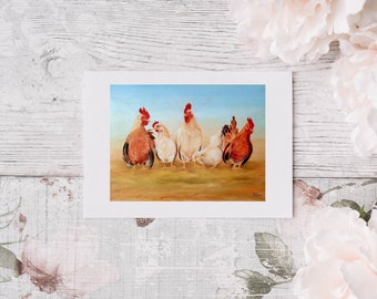 Postcard "Photo Shoot" Chickens Art Print