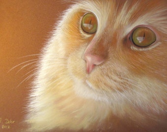 Original Pastellbild Zeichnung Katze